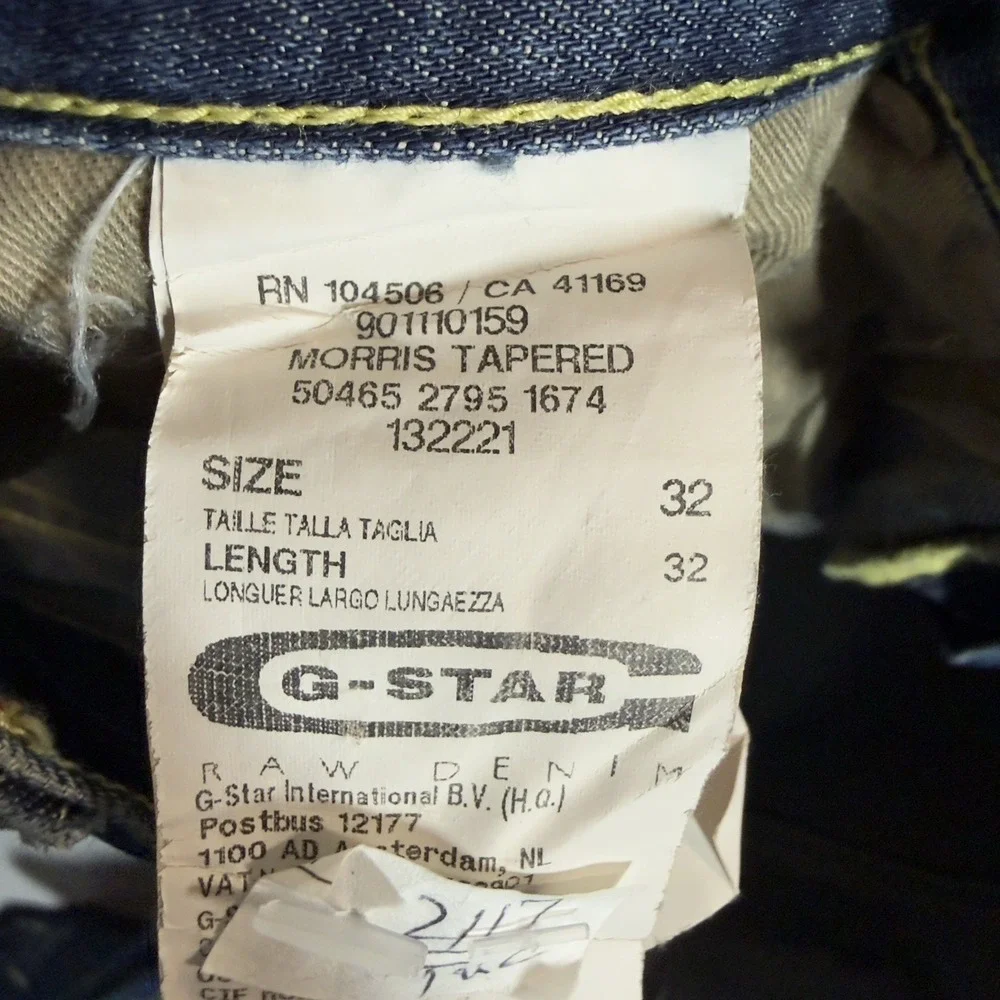 G-Star Raw 3301 Morris Tapered Mens Jeans 32x32 Distressed Thrash Aged Italy - Picture 7 of 10